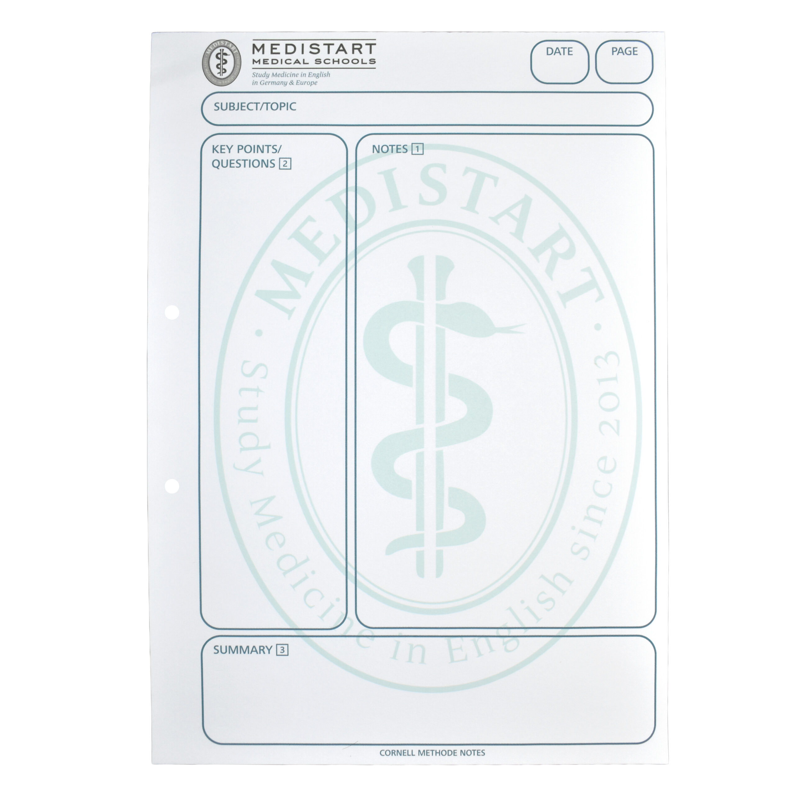 Cuaderno Cornell A4 para estudiantes de medicina con sistema de notas